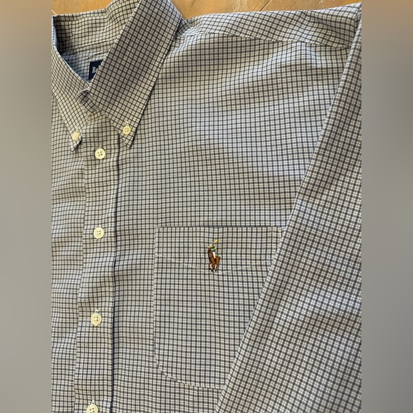 Ralph Lauren Men’s Blue and White Micro-Check Button-Down Shirt - Picture 3 of 8